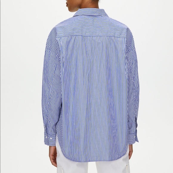 SOLD: Aritzia The Group by Babaton 100% cotton poplin striped oversized shirt - Picture 3 of 6